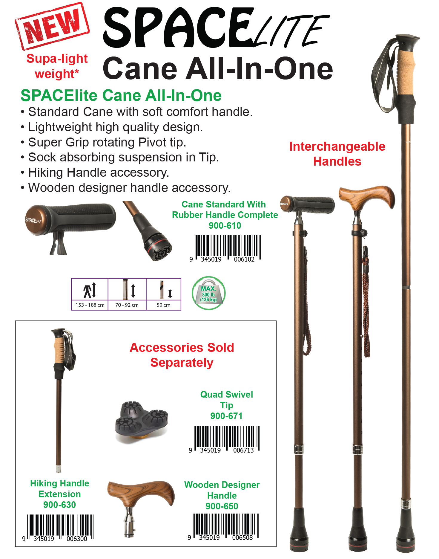 SPACElite Cane All-in-One, Complete with soft handle